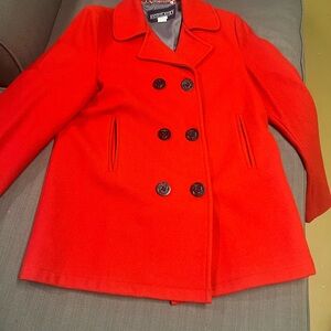 Lands' End Vibrant Red Pea Coat
